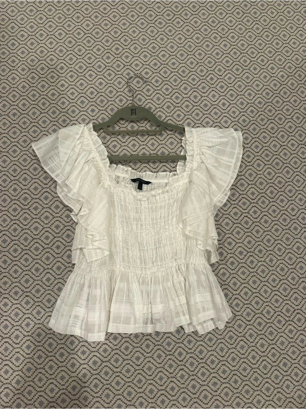 Women's JCrew White Ruffled Top